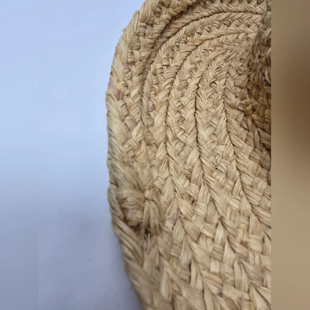 HELEN KAMINSKI HANDMADE RAFFIA STRAW SUN HAT ROLLED BRIM NATURAL WOMEN OS BEACH